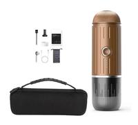 Jeenuuder 2 in 1 Electric Travel Espresso Portable Coffee Machine Compatible with Ground Coffee Small Large Capsules Brown