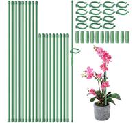 Jeenuuder 28 Pcs Plant Support Sticks Plant Support Stakes with 28 Rings and 14 Connectors for Plants Potted