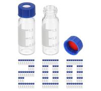 Jeenuuder 2ml Autosampler Vial, HPLC/Vials 9-425 Lab Clear Vials Sample Vial Screw Cap Writing Patch 200PCS