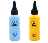 Jeenuuder 2pcs 60ML ESD Dispenser Plastic Solvent Bottle Leak Proof Needle Bottle for Glue Removal,Blue+Yellow