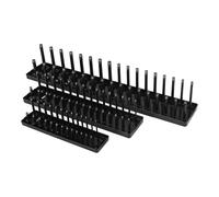 Jeenuuder 3Pc Socket Organizer Tray Set Black Metric Socket Trays 1/4Inch 3/8Inch & 1/2Inch Drive Deep and Shadow Socket Holders
