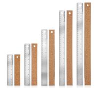 Jeenuuder 5Pcs Cork Backed Ruler Stainless Steel Ruler, 6/8/12/14/16 Inch Metal Ruler,Straight Edge Ruler Non-Slip Metal Rulers