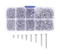 Jeenuuder 800Pcs Stainless Steel Self Tapping Screw Assortment Kit Lock Nut Wood Thread Nail Screw Sets M2
