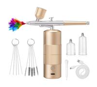 Jeenuuder Airbrush Kit with Compressor High Pressure Airbrush Set with 0.3mm Nozzle Airbrush for Nails, Makeup,Gold