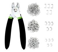 Jeenuuder Hog Ring Pliers Kit with 270Pcs 3/4in 1/2in 3/8in Galvanized Steel Hog Rings,Hog Ring Pliers Kit for DIY Craft&Bagging