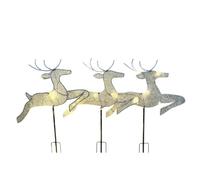 Jeenuuder Home Christmas Yard Decoration, Set of 3 Pre-Lit White Reindeer with White Lights, Light Up Glittered Standing Reindeer