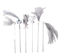 Jeenuuder Pet Cat Toy Cat Teasing Stick Fairy Tale Cat Stick Ribbon Bite Cat Stick Bell Toy Set Cat Toy 6PCS