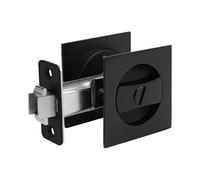 Jeenuuder Pocket Door Lock Sliding Pocket Door Lock Embedded Hidden Translation Wooden Door Lock Matte Black Contemporary Privacy Square Pocket Door Hardware