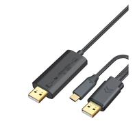 Jeenuuder USB 2.0+Type-C PC to PC Data Transfer Cable Sync Files Share Keyboard&Mouse Net Direct File Transfer Bridge Copy Cable