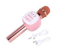 Jeenuuder Wireless Bluetooth Musical Microphone,Karaoke Player Speaker with Music Singing Voice Recording for Family KTV,Etc,Pink