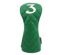 Jeenuuder Wood Cover Rhombus Shape Pattern PU Soft Club Covers for Fairway Hybrid Waterproof Protector Set A