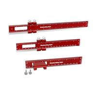 Jeenuuder Woodworking Precision Pocket Ruler Carpenter's Marking Rule Stop Aluminum Slide Ruler Metric Inch Woodworking Scribing Ruler T-Type Scribing Ruler Layout Tool