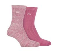 Jeep 2 Pack Ladies High-Performance Polyester Boot Socks | Running Socks - 4-8 UK - Cerise / Cream