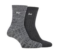 Jeep 2 Pack Ladies High-Performance Polyester Boot Socks | Running Socks - 4-8 UK - Charcoal / Slate