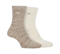 Jeep 2 Pack Ladies High-Performance Polyester Boot Socks | Running Socks - 4-8 UK - Taupe / Cream