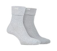 Jeep 2 Pack Ladies Turn Cuff Boot Socks | Performance Polyester Walking Socks - 4-8 UK - Slate / White