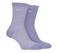 Jeep 2 Pairs Ladies Supersoft Cute Warm Ribbed Thick Hiking Boot Socks | Trekking Footwear | Cold Weather Essential | Long Distance Trailwear | Multi Pair Value Set | Heat Retaining Layer