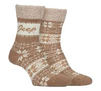 Jeep 2 Pairs Ladies Thermal Patterned Fairisle Socks Warm Winter Socks - 4-8 UK - Beige