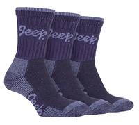 TERRAIN JEEP 3 Pairs Cotton Walking Hiking Socks for Ladies - Padded Breathable Anti Blister Athletic Outdoor Performance Trekking Crew Socks for Women Lilac/Purple 4-7