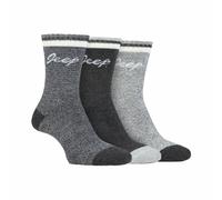 Jeep 3 Pack Ladies Performance Boot Socks | Women's Ribbed Cushioned Comfort Socks - Slate / Grey - 4-8 UK