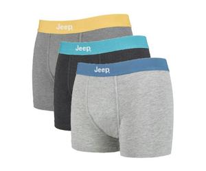 Jeep 3 Pack Mens Cotton Rich Blend Everyday Fitted Trunks - Char / Brights - M