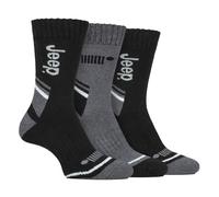 Jeep 3 Pack Mens Walking Boot Socks | Performance Outdoor Socks for Hiking - 6-11 UK - Black/Charcoal