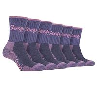 Jeep 3 Pairs Ladies Polyester Heavy Duty Cushioned Hiking Boot Socks | Extra Padding | Trekking Footwear | Safety Footwear Layer | Multi Pair Value Set | Long Distance Trailwear