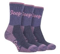 Jeep 3 Pairs Ladies Terrain boot socks UK 4-8, EUR 37-42 (Purple/Rose)