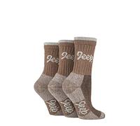 Jeep 3 Pairs Ladies Terrain boot socks UK 4-8, EUR 37-42 (Tan/Cream)