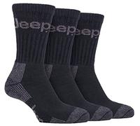 Jeep 3 Pairs Mens Terrain boot socks UK 6-11 EUR 39-45 (Black/Grey)