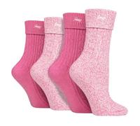 Jeep 4 Pack Ladies Super Soft Walking Boot Hiking Socks - 4-8 - Cerise / Cream