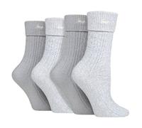 Jeep 4 Pack Ladies Super Soft Walking Boot Hiking Socks - 4-8 - Slate / White