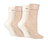 Jeep 4 Pack Ladies Super Soft Walking Boot Hiking Socks - 4-8 - Taupe / Cream