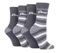 Jeep 4 Pack Ladies Thermal Boot Socks Fleece Lined HIking Socks for Winter (4-8, Slate/Cream)