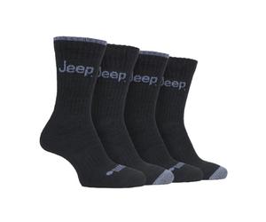 Jeep 4 Pack Mens Anti Blister Cushioned Performance Boot Socks - 6-11 UK - Black / Charcoal