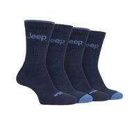 Jeep 4 Pack Mens Anti Blister Cushioned Performance Boot Socks - 6-11 UK - Navy / Denim