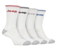 Jeep 4 Pack Mens Cotton Sport Running Crew Socks with Reinforced Heel & Toe | Jogging Shoe Layer | Workout Footwear | Natural Fibre Hosiery | Road Training Footwear | Multi Pair Value Set