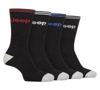 Jeep 4 Pack Mens Cotton Sport Running Crew Socks with Reinforced Heel & Toe | Jogging Shoe Layer | Workout Footwear | Natural Fibre Hosiery | Road Training Footwear | Multi Pair Value Set