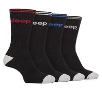 Jeep - 4 Pack Mens Recycled Cotton Sport Crew Socks | Cushioned Run Socks