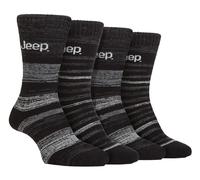 Jeep 4 Pack Mens Thermal Boot Socks for Winter Thick Knitted Technical Boot Socks (6-11, Black/Charcoal)