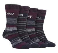 Jeep 4 Pack Mens Thermal Boot Socks for Winter Thick Knitted Technical Boot Socks (6-11, Navy/Berry)