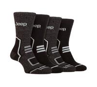 Jeep 4 Pack Mens Warm Thermal Boot Socks For Winter - 6-11 - Charcoal / Black