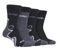 4 Pack Mens Anti Blister Walking Boot Socks with Thick Padded Sole by Jeep