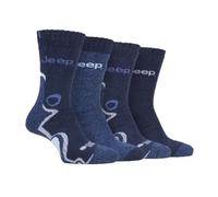 JEEP - 4 Pairs Mens Anti Blister Thick Cushioned Luxury Boot Socks for Hiking