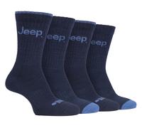 Jeep - 4 Pairs Mens Anti Blister Thick Cushioned Luxury Boot Socks - Navy Cotton - Size UK 6-11