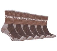 Jeep - 6 Pair Multipack Ladies Cotton Breathable Padded Hiking Socks | Womens Cushioned Anti Blister Crew Trekking Socks (4-8, Tan/Cream)