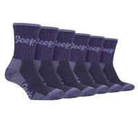 Jeep - 6 Pair Multipack Ladies Cotton Breathable Padded Hiking Socks