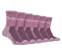 Jeep - 6 Pair Multipack Ladies Cotton Breathable Padded Hiking Socks