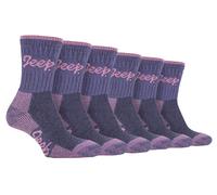 Jeep - 6 Pair Multipack Ladies Cotton Breathable Padded Hiking Socks