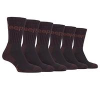 Jeep 6 Pairs Of Mens Terrain Cushioned Sole Walking Hiking Socks 6-11 uk, 39-45 eur (Brown)